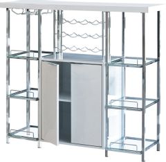 Coaster® Glossy White/Chrome Bar Cabinet