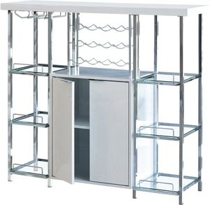 Coaster® Gallimore Glossy White/Chrome Bar Cabinet