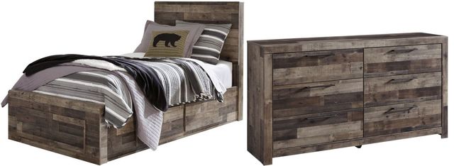 Benchcraft® Derekson 4-Piece Multi Gray Twin Storage Bed Set-0