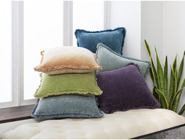 Surya Washed Cotton Velvet Denim 18"x18" Pillow Shell-3