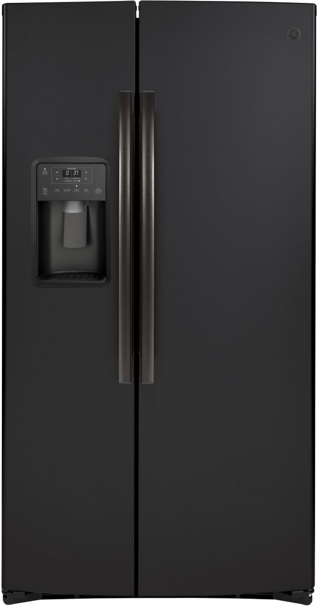 GE® 21.8 Cu. Ft. Black Slate Counter Depth Side-By-Side Refrigerator 0
