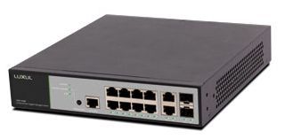 Luxul 12 Port/ 8 POE+ Front-Facing Rackmount Switch