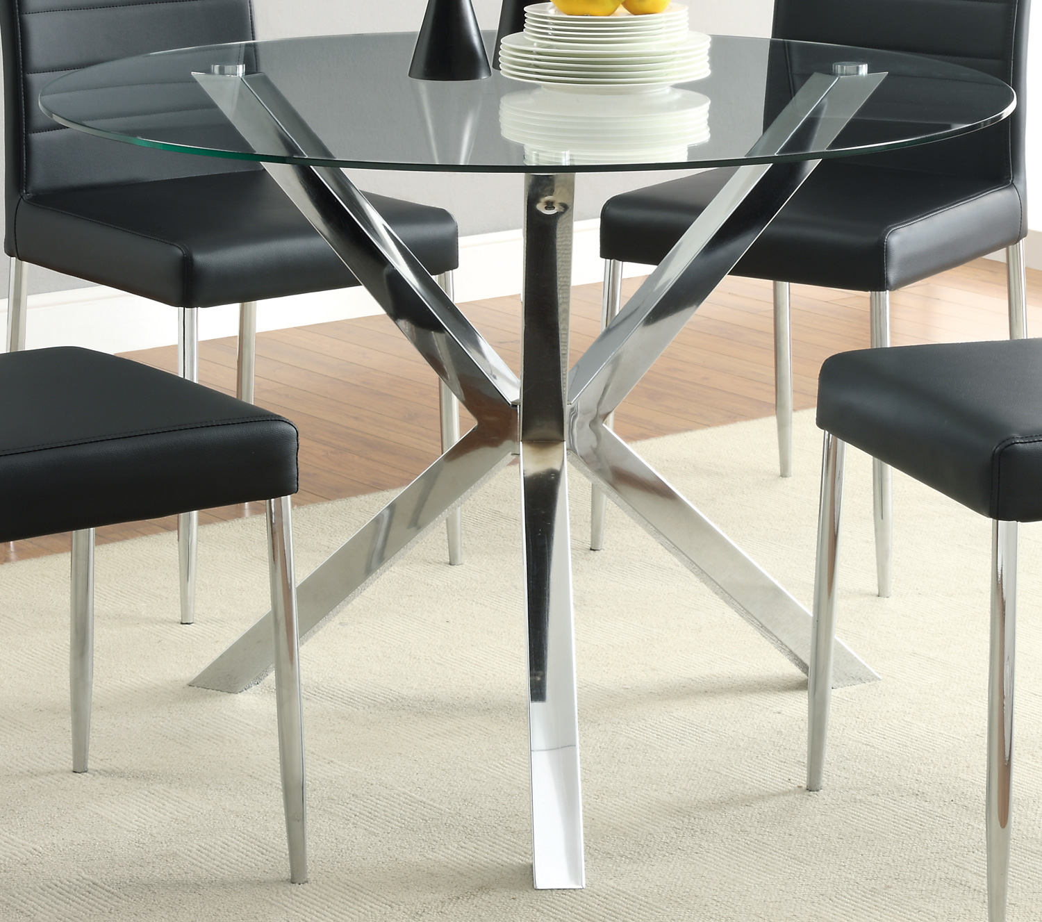 coaster company chrome glass top dining table