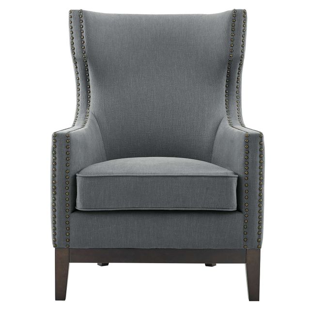 Steve Silver Co. Roswell Grey Accent Chair w/ Brass Nailhead-1