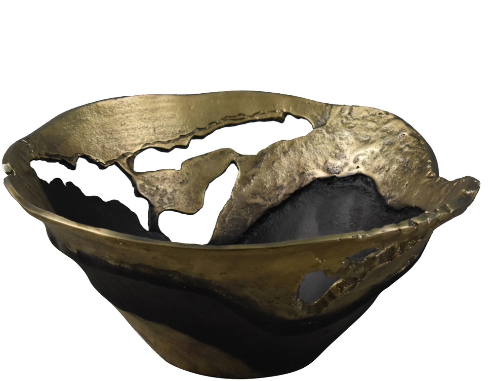 Crestview Collection Willow Antique Brass Medium Pierced Bowl