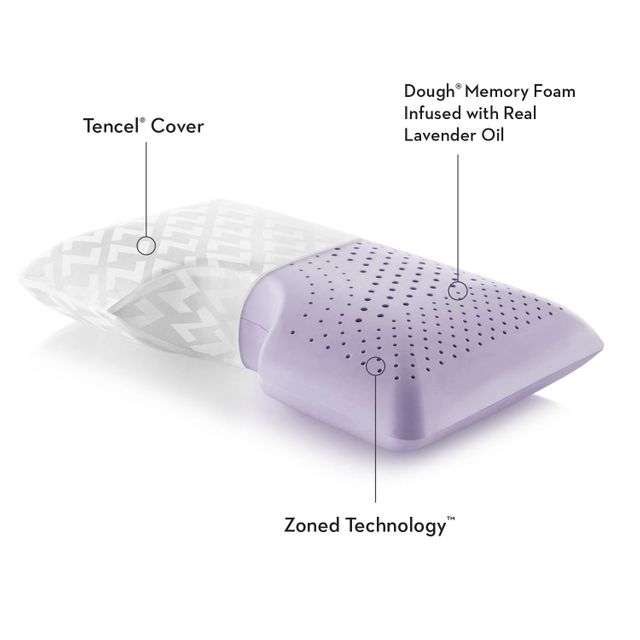 Malouf® Z™ Shoulder Zoned Dough® Lavender Memory Foam Queen Pillow 8