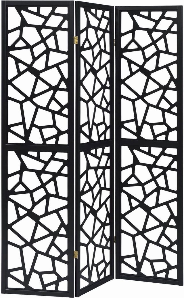 Coaster® Nailan Black 3-Panel Open Mosaic Pattern Room Divider-0