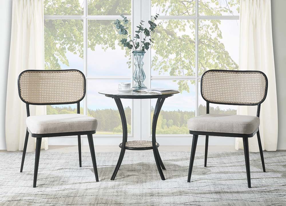 ACME Furniture Frydel 3-Piece Beige/Black Chair and Table Set