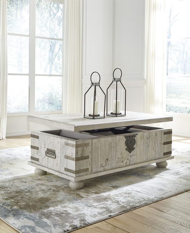 Signature Design by Ashley® Carynhurst White Wash Gray Lift Top Coffee Table 3