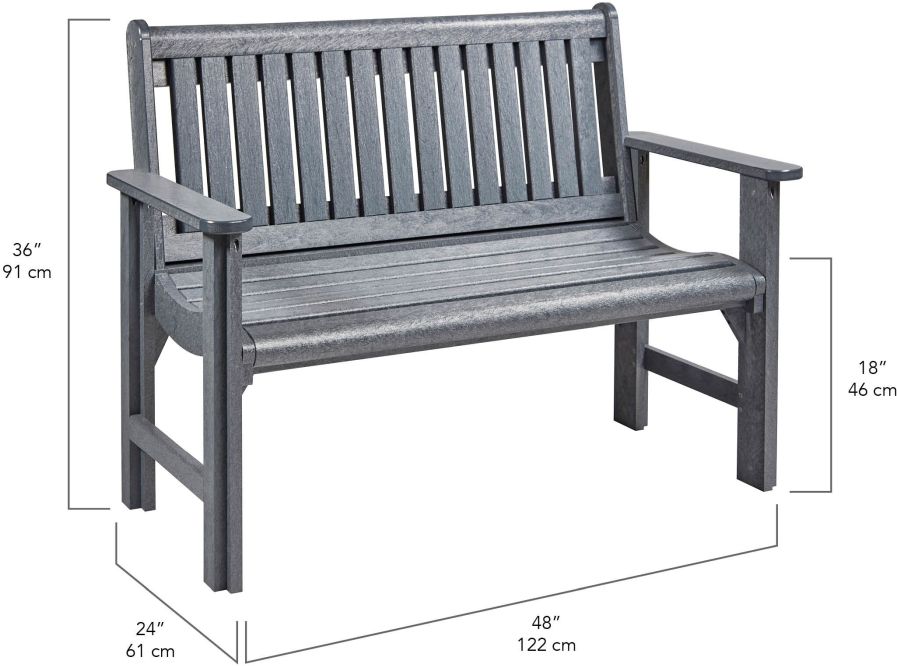 grey plastic bench