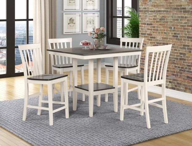 Crown Mark Brody Gray/White 5-Piece Counter Height Dining Set-2