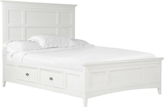 Magnussen Home® Heron Cove Chalk White/Dovetail Grey Complete California King Panel Bed with Storage Rails-0