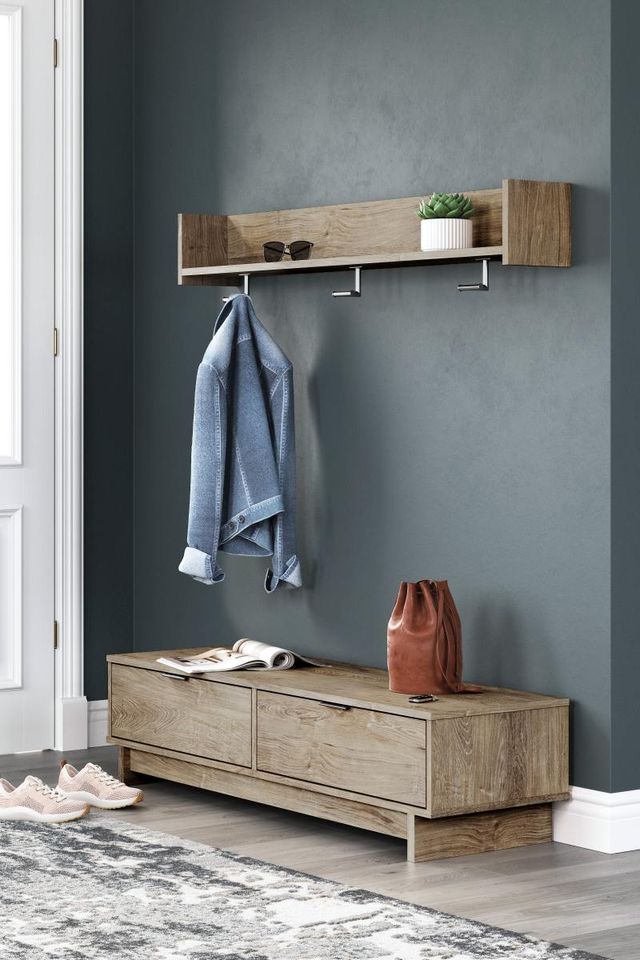 Signature Design by Ashley® Oliah Natural Bench with Coat Rack-3