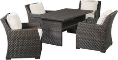 Signature Design by Ashley® Easy Isle 5-Piece Bark Brown/Beige Outdoor Dining Set