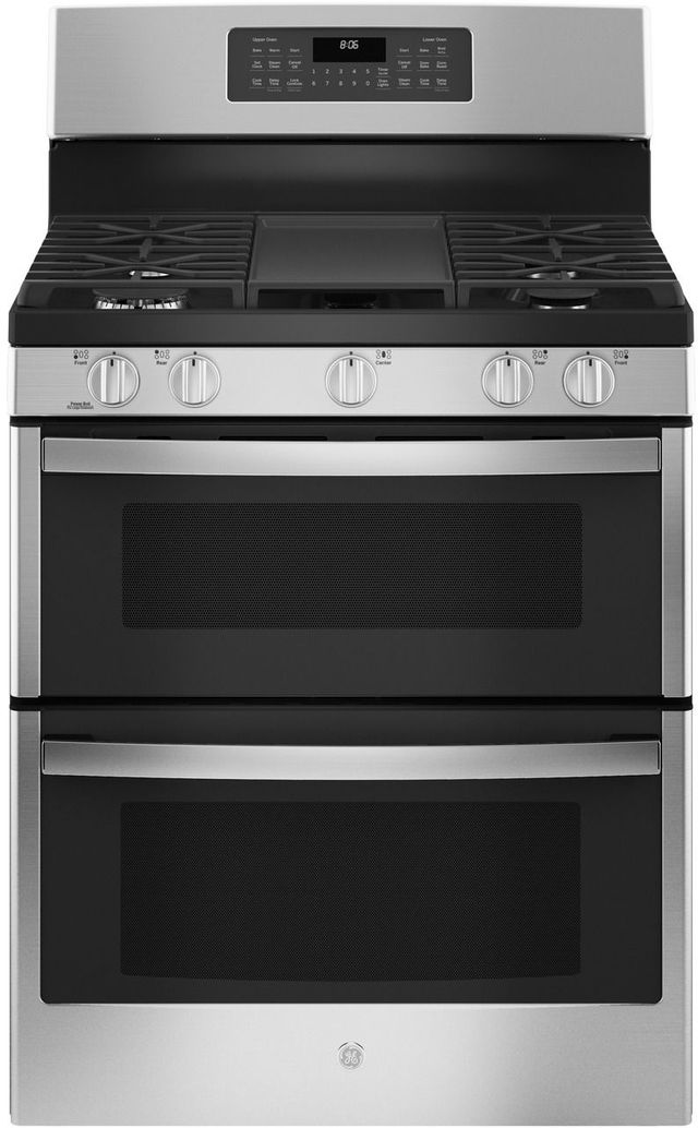 GE® 30" Stainless Steel Free Standing Gas Double Oven Convection Range-0