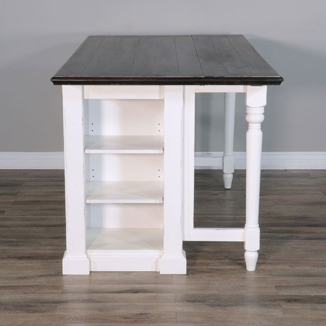 Sunny Designs Carriage House White Kitchen Island Table with Drop Leaf 2