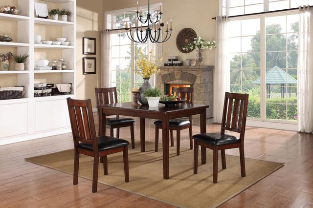 Homelegance® Mosely 5 Piece Dark Brown Cherry Dining Table Set 5