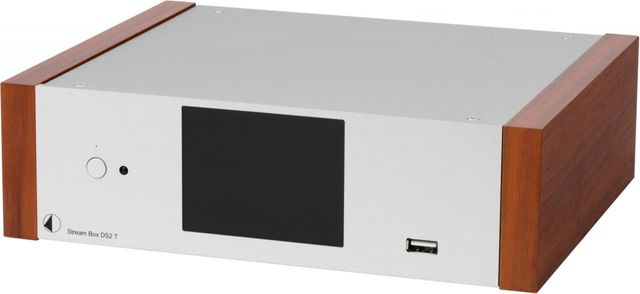 Pro-Ject Stream Box DS2T Silver Preamplifier with Rosewood Wooden Side Panels