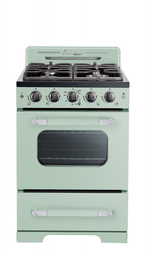Unique® Appliances Classic Retro 24" Summer Mint Green Freestanding Natural Gas Range