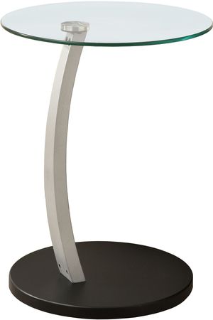 Accent Table, C-Shaped, End, Side, Snack, Living Room, Bedroom, Laminate, Tempered Glass, Black, Grey, Clear, Contemporary, Modern