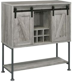 Coaster® Grey Driftwood Sliding Door Bar Cabinet with Lower Shelf