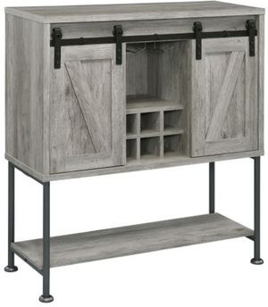 Coaster® Claremont Grey Driftwood Sliding Door Bar Cabinet with Lower Shelf