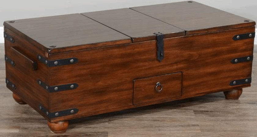 Dark wood deals trunk coffee table