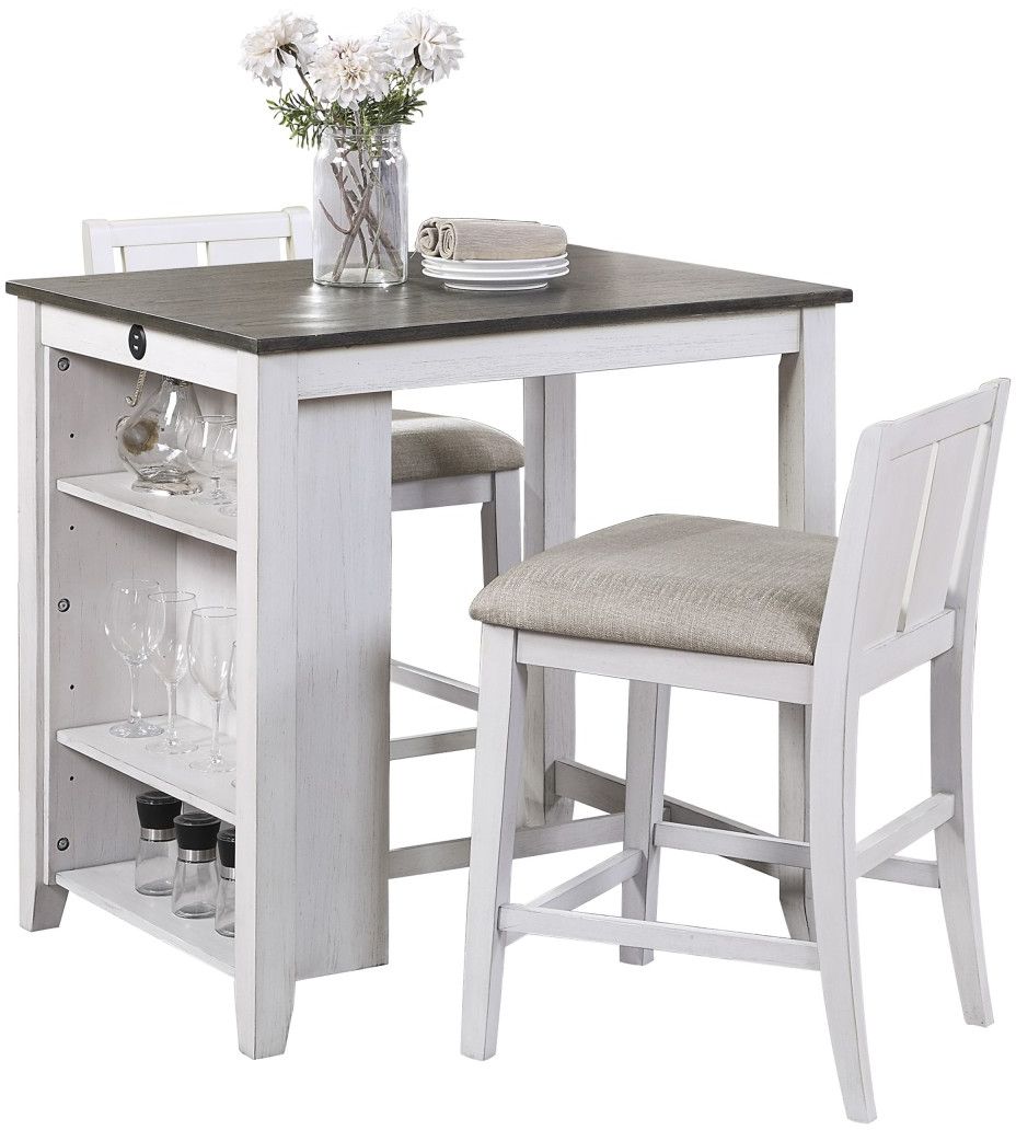 Homelegance® Daye 3 Piece White and Grey Counter Height Set