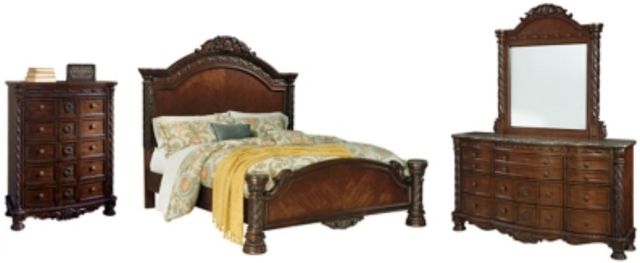 Millennium® by Ashley® North Shore 4-Piece Dark Brown California King Panel Bed Set