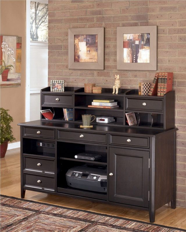 Signature Design by Ashley® Carlyle Dark Brown Home Office Short Desk Hutch 3