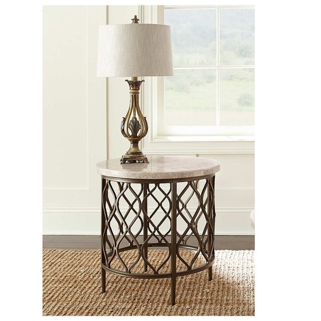 Steve Silver Co. Roland Round Stone Top End Table-2