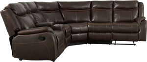 Elements International Avalon 3-Piece Brown Reclining Sectional Sofa Set