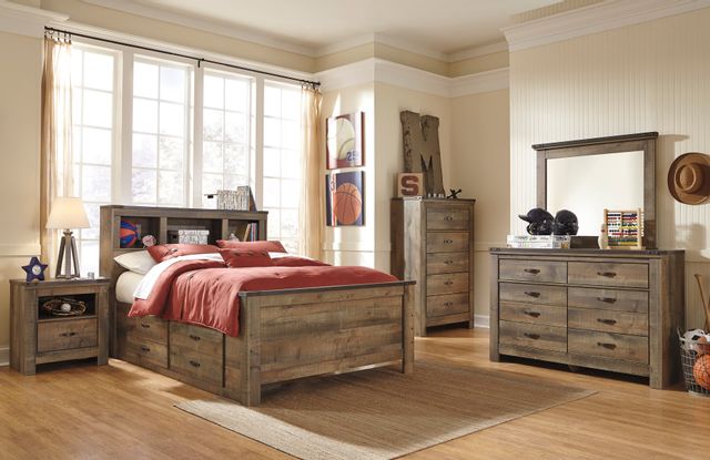 Signature Design by Ashley® Trinell Rustic Brown Twin Bookcase Bed with 2 Storage Drawers 3