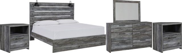 Signature Design by Ashley® Baystorm 5-Piece Gray King Panel Bed Set