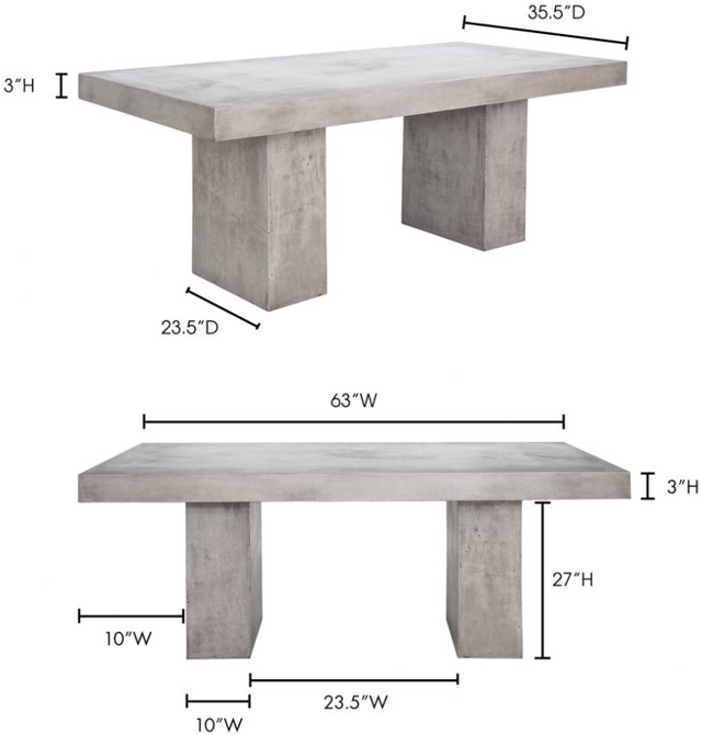 Moe's Home Collection Aurelius 2 Gray Outdoor Dining Table 5
