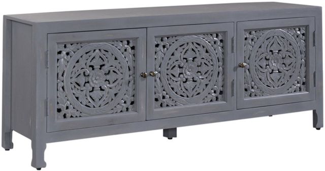 Liberty Furniture Marisol Weathered Honey & Soft Wash Gray Finish 65" 3 Door Accent TV Stand-0
