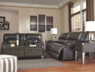 Signature Design by Ashley® McCaskill Gray Power Reclining Loveseat with Console 5