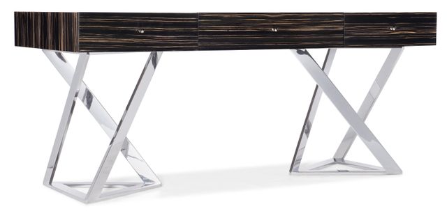 Hooker® Furniture Melange Black/Brown/Polished Stainless Steel Writing Desk-0