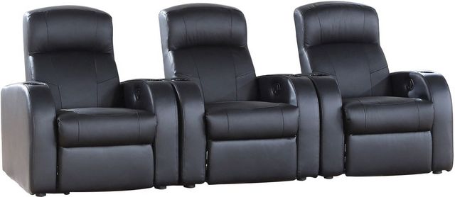 Coaster® Cyrus 3-Piece Black Home Theater Seating Set-0