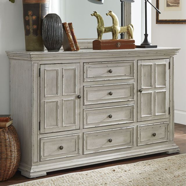 Liberty Furniture Big Valley 3 Piece Whitestone Finish with Heavy Distressing Queen Bedroom Set 3