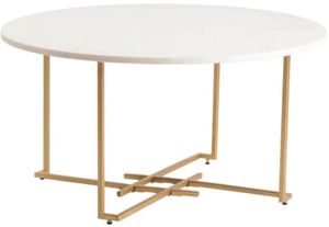 Crestview Collection Pembroke White Round Cocktail Table with Gold Frame