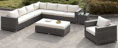 Furniture of America® Somani Light Gray Wicker/Ivory Cushion 3 Piece L-Sectional Collection