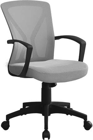 Office Chair, Adjustable Height, Swivel, Ergonomic, Armrests, Computer Desk, Work, Metal, Fabric, Grey, Black, Contemporary, Modern