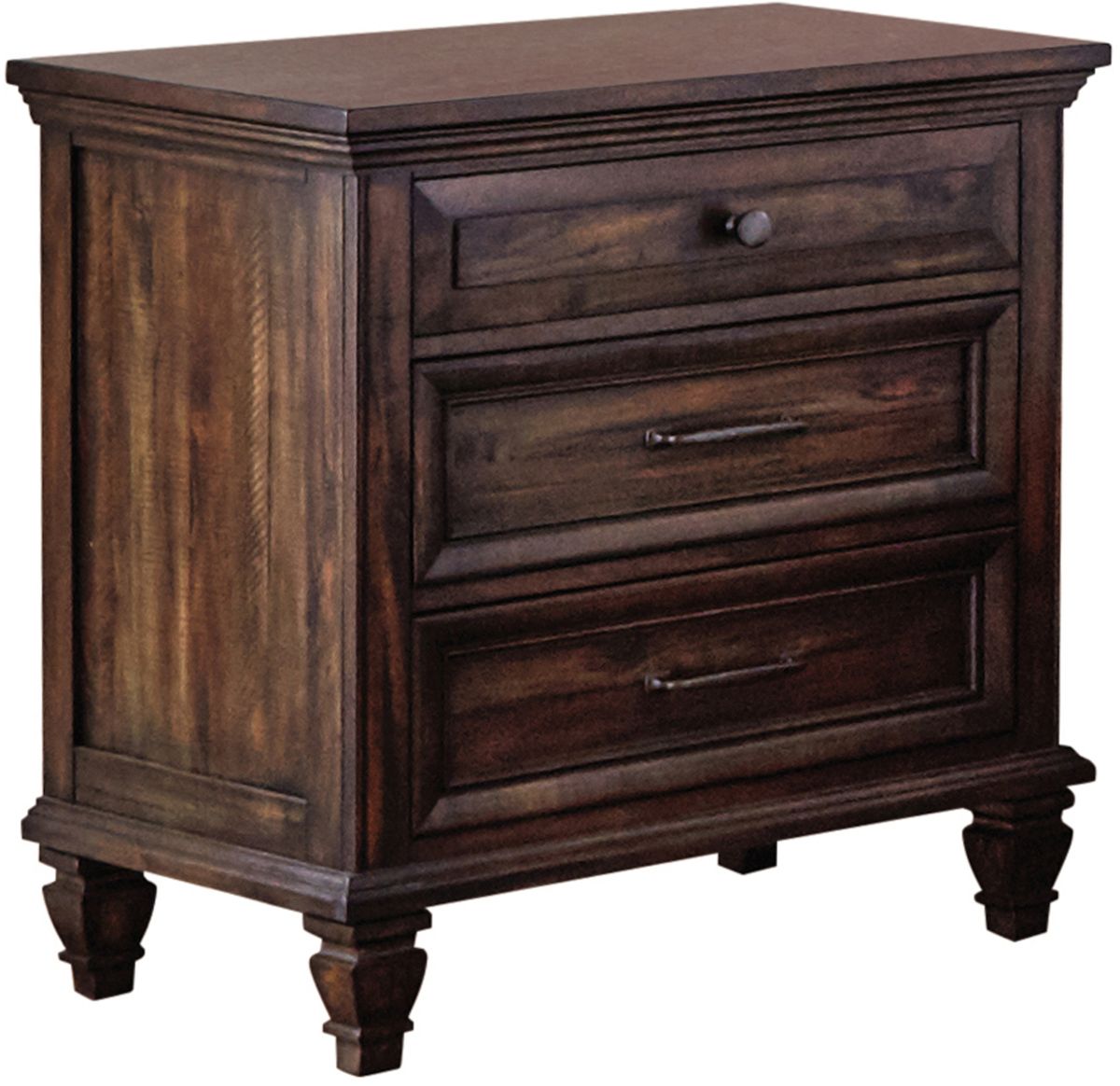 dark brown 3 drawer nightstand