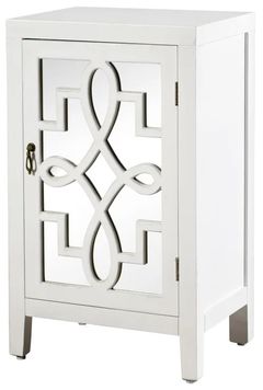 StyleCraft White Small Mirrored Side Table with Storage
