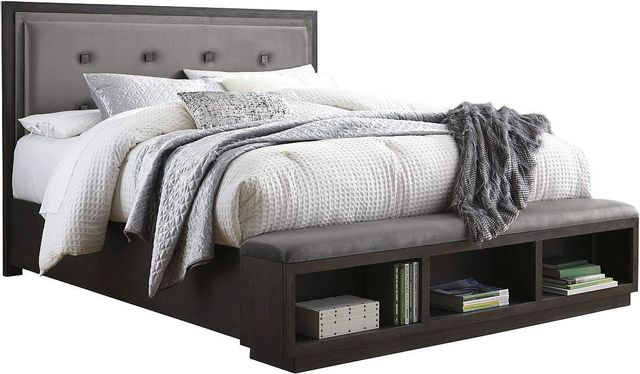 Signature Design by Ashley® Hyndell Dark Brown Queen Upholstered Storage Bed 15