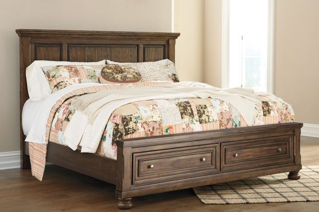 Signature Design by Ashley® Flynnter Medium Brown California King Panel Bed with Storage-1