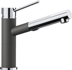 Blanco® Alta Chrome/Cinder Dual Finish Compact™ 2.2 GPM Single Hole Dual Spray Pull Out Kitchen Faucet