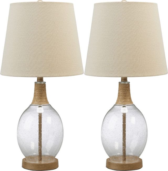 Signature Design by Ashley® Clayleigh Set of 2 Clear/Brown Table Lamp Set