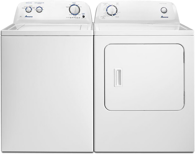 AMANA Laundry Pair with a 3.5 Cu. Ft. Top Load Washer with Dual-Action Agitator and a 6.5 Cu. Ft. 11-Cycle Electric Dryer